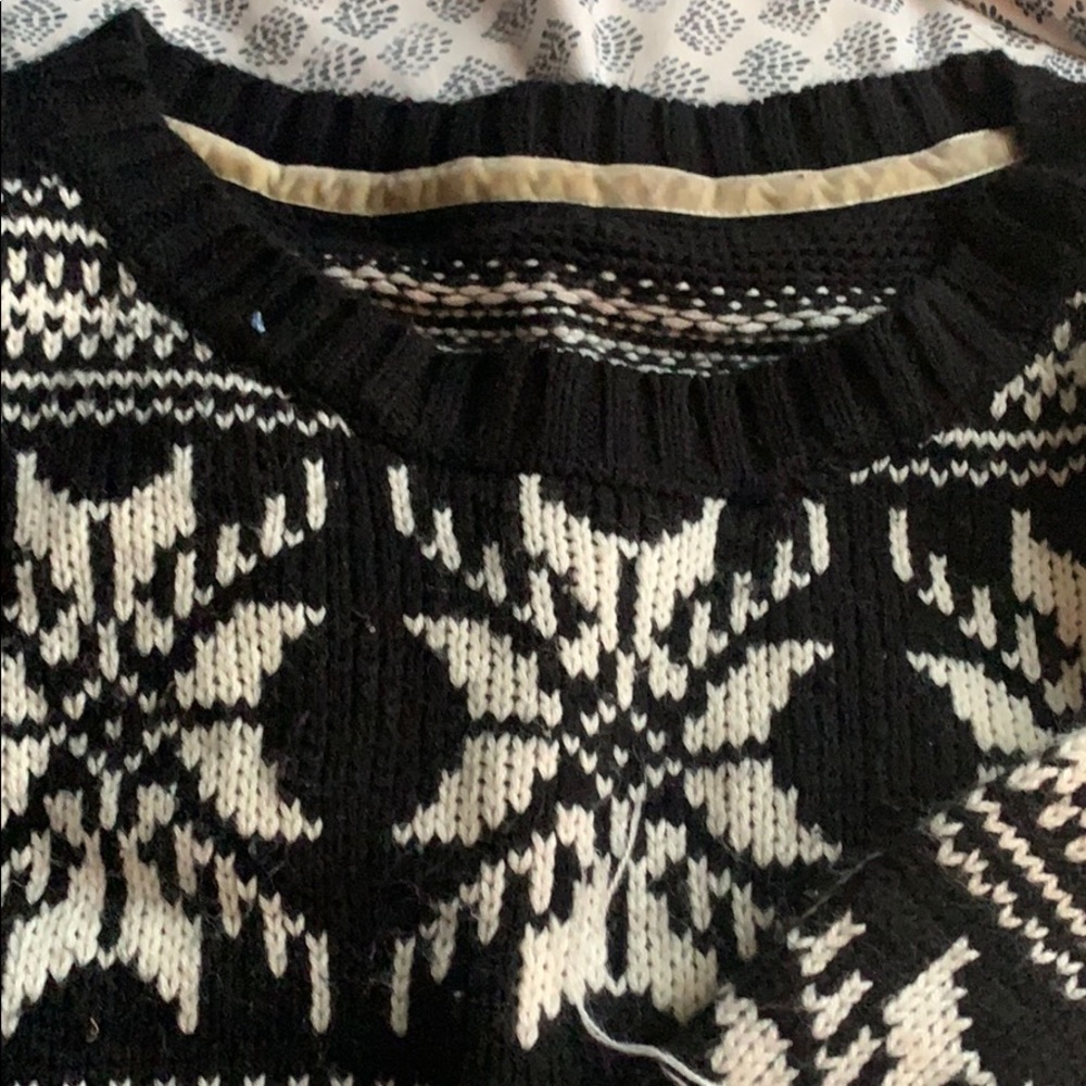 A black and white sweater